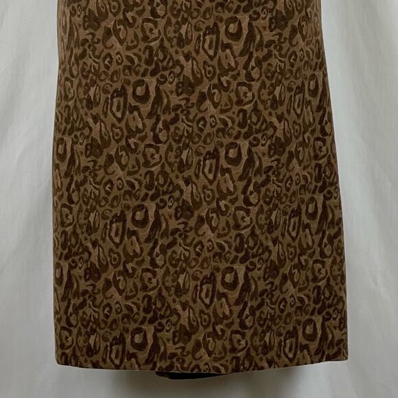 LOFT Brown & Tan Animal Print 100% Wool Career Office Skirt NWOT Size 14 - Picture 3 of 13